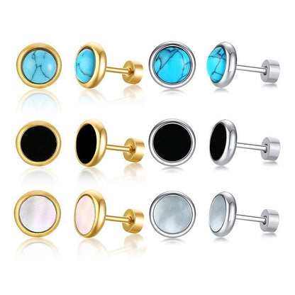 Aretes para mujeres Trendy Shell Stud Earrings for Women Gold Color Stainless Steel Ear Jewelry Simple Classic Feme Brincos