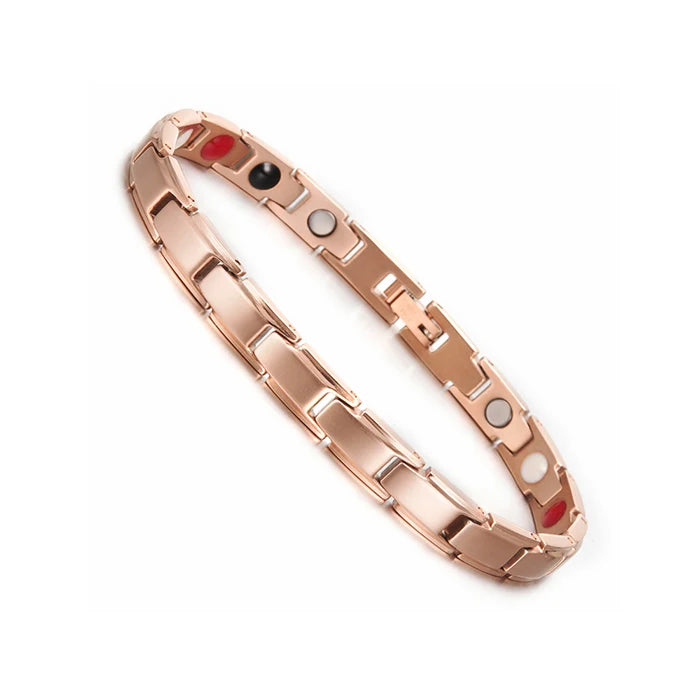 Men's Bracelet Pulsera para hombres Magnetic Bracelets Benefits Gold-color Chain Link Stainless Steel Couple Health Energy Magnetic Jewelry for Women Men