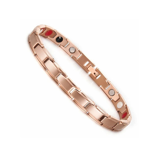 Men's Bracelet Pulsera para hombres Magnetic Bracelets Benefits Gold-color Chain Link Stainless Steel Couple Health Energy Magnetic Jewelry for Women Men