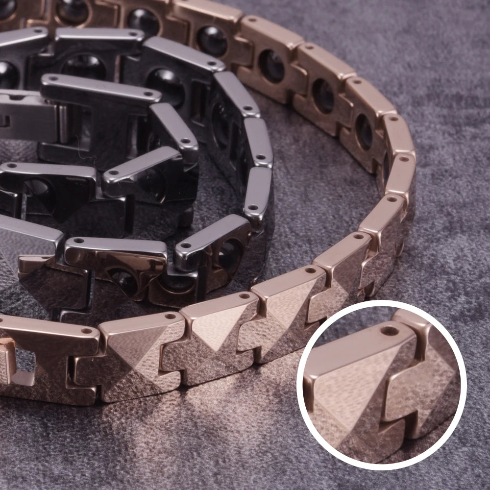 Men's Bracelet Pulsera para hombres Arrow Scratch-proof Tungsten Bracelet Men Magnetic Hematite Couple Tungsten Carbide Bracelets Benefits Rose Chain Link Bracelet