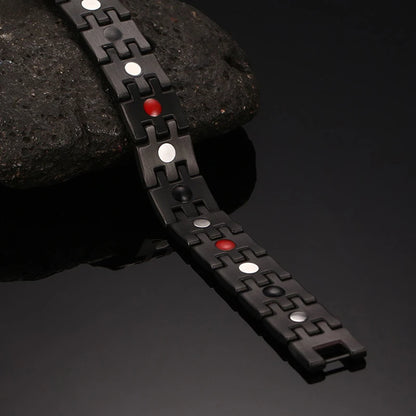 Men's Bracelet Pulsera para hombres Health Bracelets Mens Hand Chain Energy Magnetic 15mm Wide Stainless Steel Jewelry For Male
