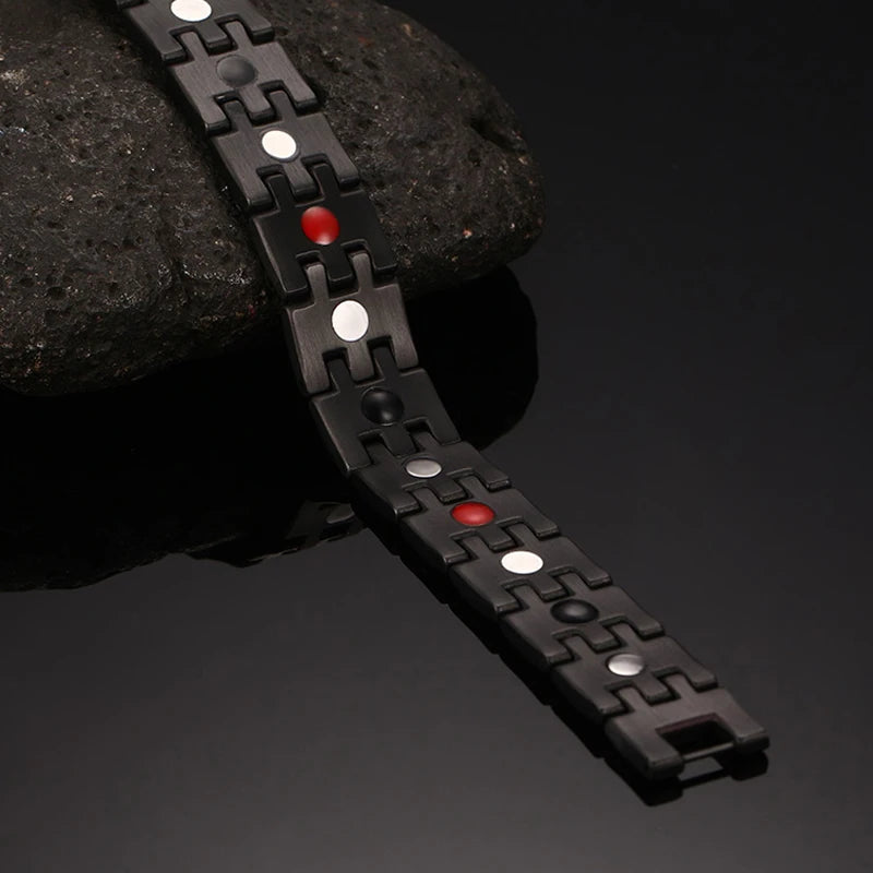 Men's Bracelet Pulsera para hombres Health Bracelets Mens Hand Chain Energy Magnetic 15mm Wide Stainless Steel Jewelry For Male