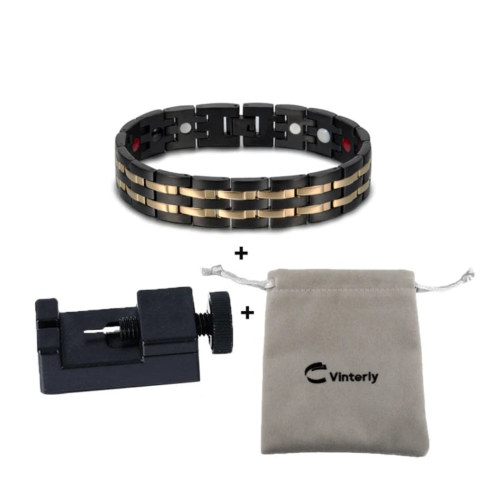 Men's Bracelet Pulsera para hombres Health Bracelets Mens Hand Chain Energy Magnetic 15mm Wide Stainless Steel Jewelry For Male