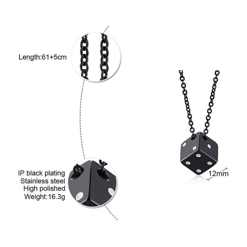 Pendiente y Collar para Hombre Men's Cool Cube Dice Style Necklaces specs