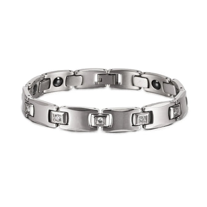 Men's Bracelet Pulsera para hombres Anti-scratch Tungsten Bracelet Cubic Zircone Health Energy Jewelry Couple Lovers Hematite Chain Tungsten Bracelet for Men Women