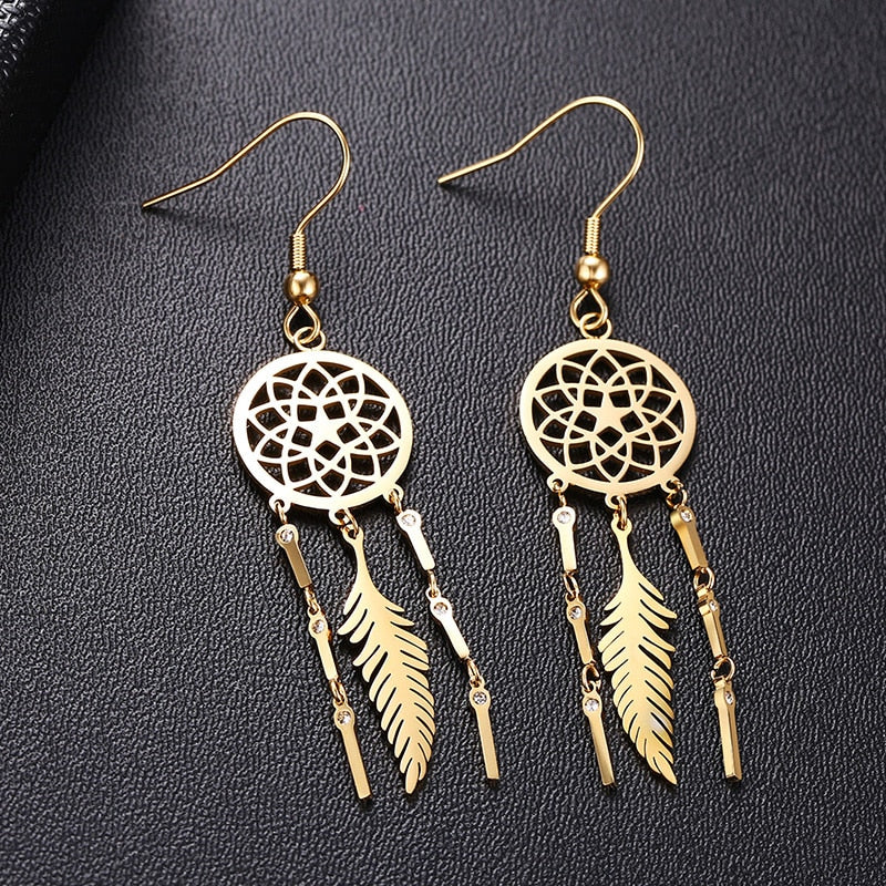 Aretes para mujeres Chic Dreamcatcher Dangle Earrings for Women theme photo