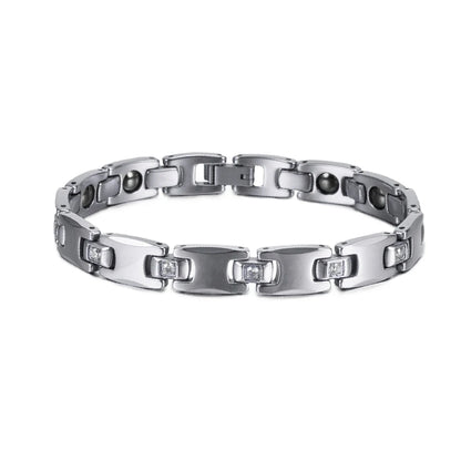 Men's Bracelet Pulsera para hombres Anti-scratch Tungsten Bracelet Cubic Zircone Health Energy Jewelry Couple Lovers Hematite Chain Tungsten Bracelet for Men Women