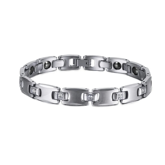 Men's Bracelet Pulsera para hombres Anti-scratch Tungsten Bracelet Cubic Zircone Health Energy Jewelry Couple Lovers Hematite Chain Tungsten Bracelet for Men Women