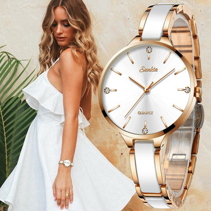 Reloj para Mujeres Women Watch Ceramic Watch Women Simple Diamond Clock Casual Fashion Watch Waterproof Wristwatch Relogio Feminino