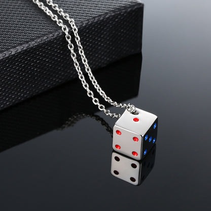 Pendiente y Collar para Hombre Men's Cool Cube Dice Style Necklaces silver color