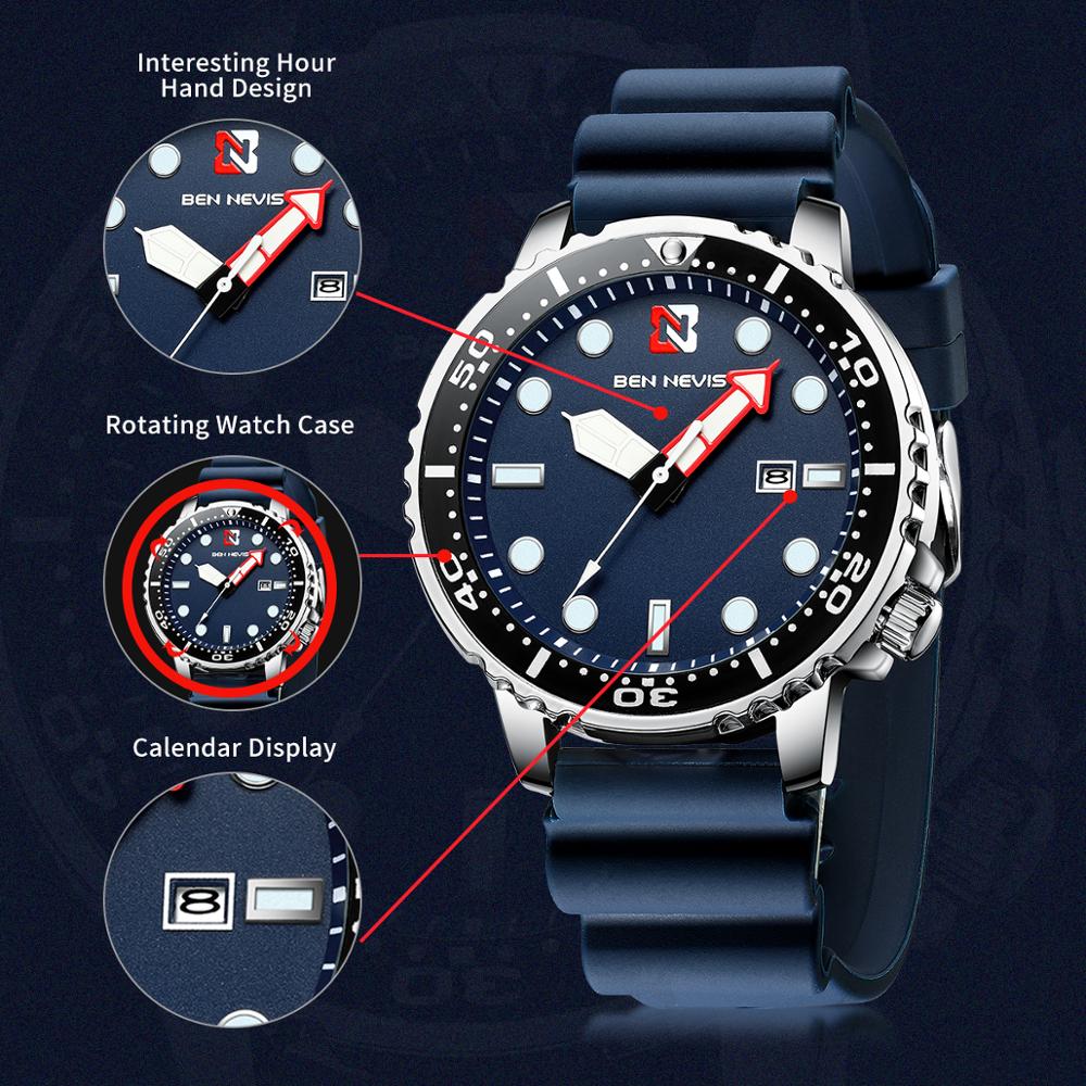 Reloj para Hombre  Men's Watches Fashion Analog Quartz Watch Military Watch Waterproof Silicone Rubber Strap Wristwatch For Man