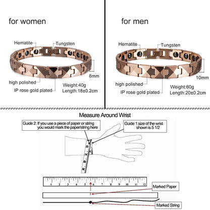 Men's Bracelet Pulsera para hombres Arrow Scratch-proof Tungsten Bracelet Men Magnetic Hematite Couple Tungsten Carbide Bracelets Benefits Rose Chain Link Bracelet
