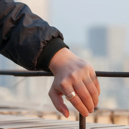 Anillo para Mujeres Ring for Women Flower Magnetic Rings Pure Copper 9mm Adjustable Open Cuff Minimalist ring