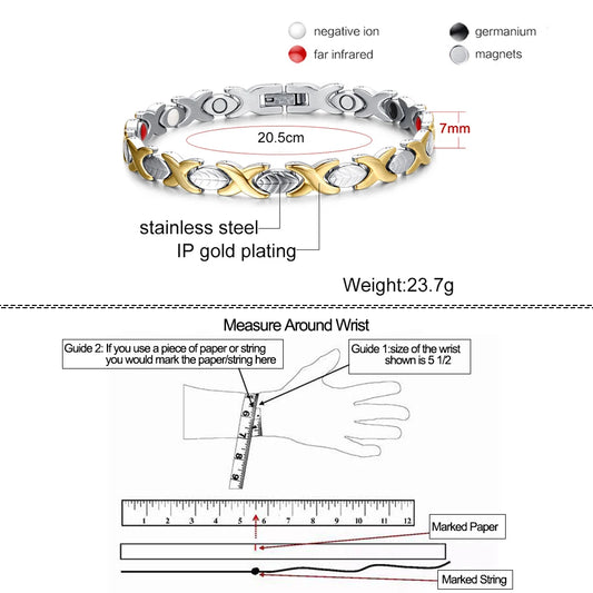 Women's Bracelet Pulsera para mujeres Steel Magnetic Bracelet Energy Stainless Steel Bracelet Women 7mm Magnetic Therapy
