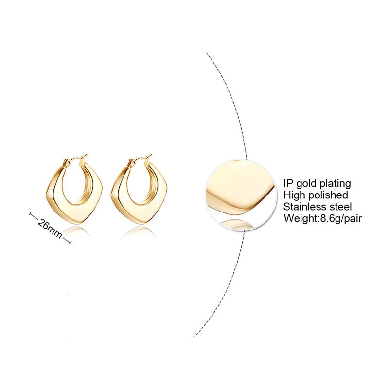 Aretes para mujeres Unique Geometric Triangle Hoop Earrings for Women specs