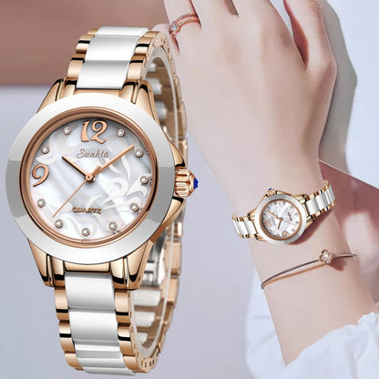 Reloj para Mujeres Rose Gold Women Watch Quartz Watch Ladies Female Watch Girl Clock Relogio Feminino