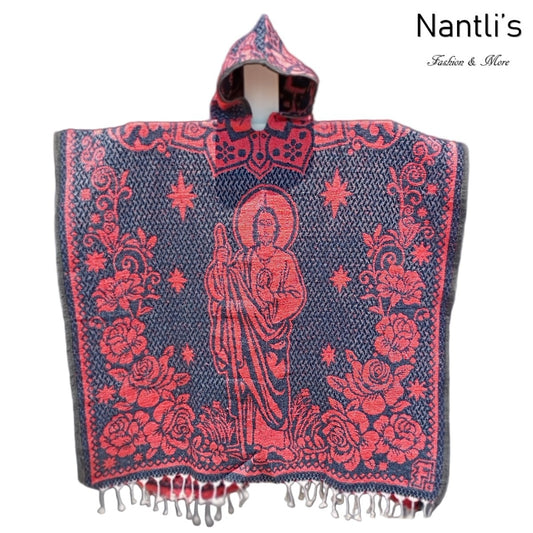 Jorongo Mexicano TM-LMGA004 Gaban con capucha San Judas y Virgen Hooded Mexican Poncho
