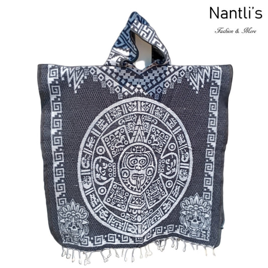 Jorongo Mexicano TM-LMGA007 Gaban con capucha Calendario Azteca Aztec Calendar Design Hooded Mexican Poncho