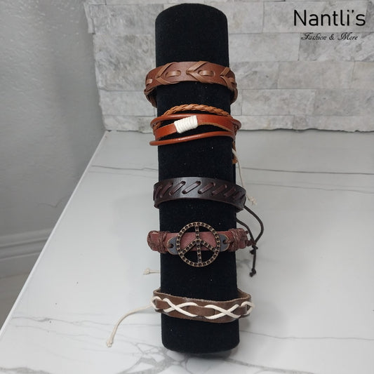 Leather Bracelets for Men or Women 5 Pieces Set Pulseras para hombres o Mujeres Set BR0013-5 