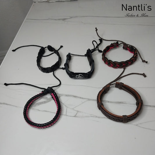 Leather Bracelets for Men or Women 5 Pieces Set Pulseras para hombres o Mujeres Set BR0020-5 