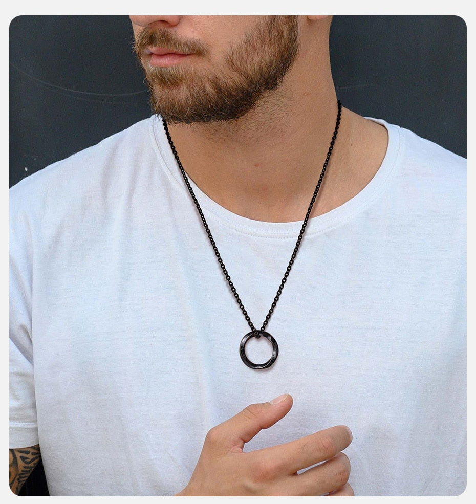 Pendiente y Collar para Hombre o Mujer New Trendy Norse Viking Necklaces for Men black color round pendant