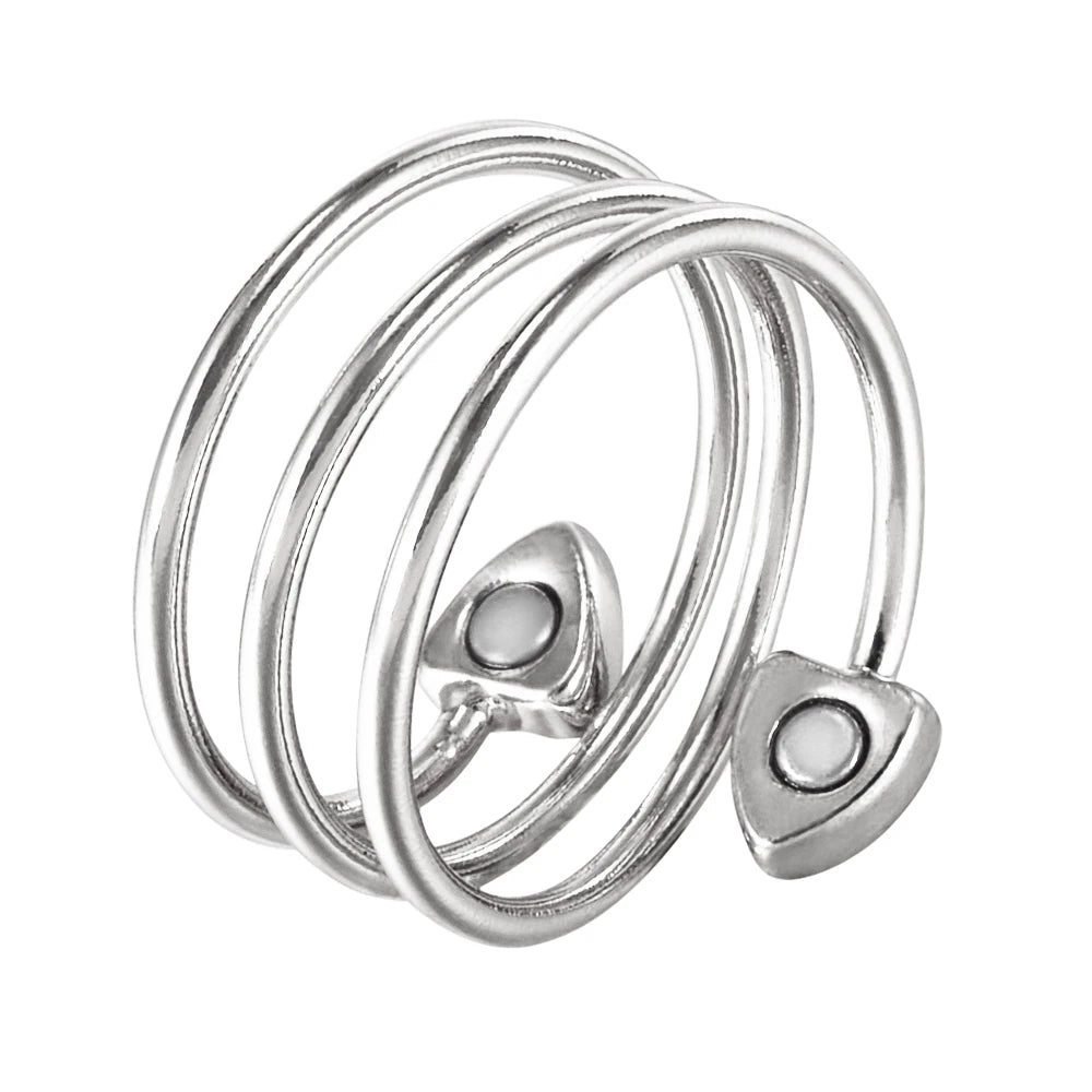 Anillo para Hombres o Mujeres Ring for Men or Women Pure Copper Magnetic Rings 3 Rows Finger Cuff Adjustable Jewelry Metal Resizable