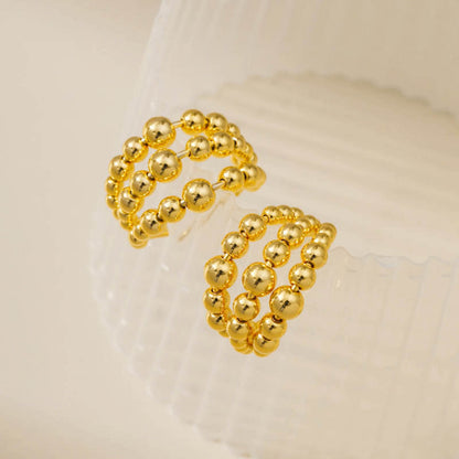 Gold Color Beads Hoop Earrings for Women Aretes para mujeres theme photo