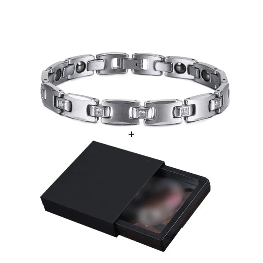 Men's Bracelet Pulsera para hombres Anti-scratch Tungsten Bracelet Cubic Zircone Health Energy Jewelry Couple Lovers Hematite Chain Tungsten Bracelet for Men Women