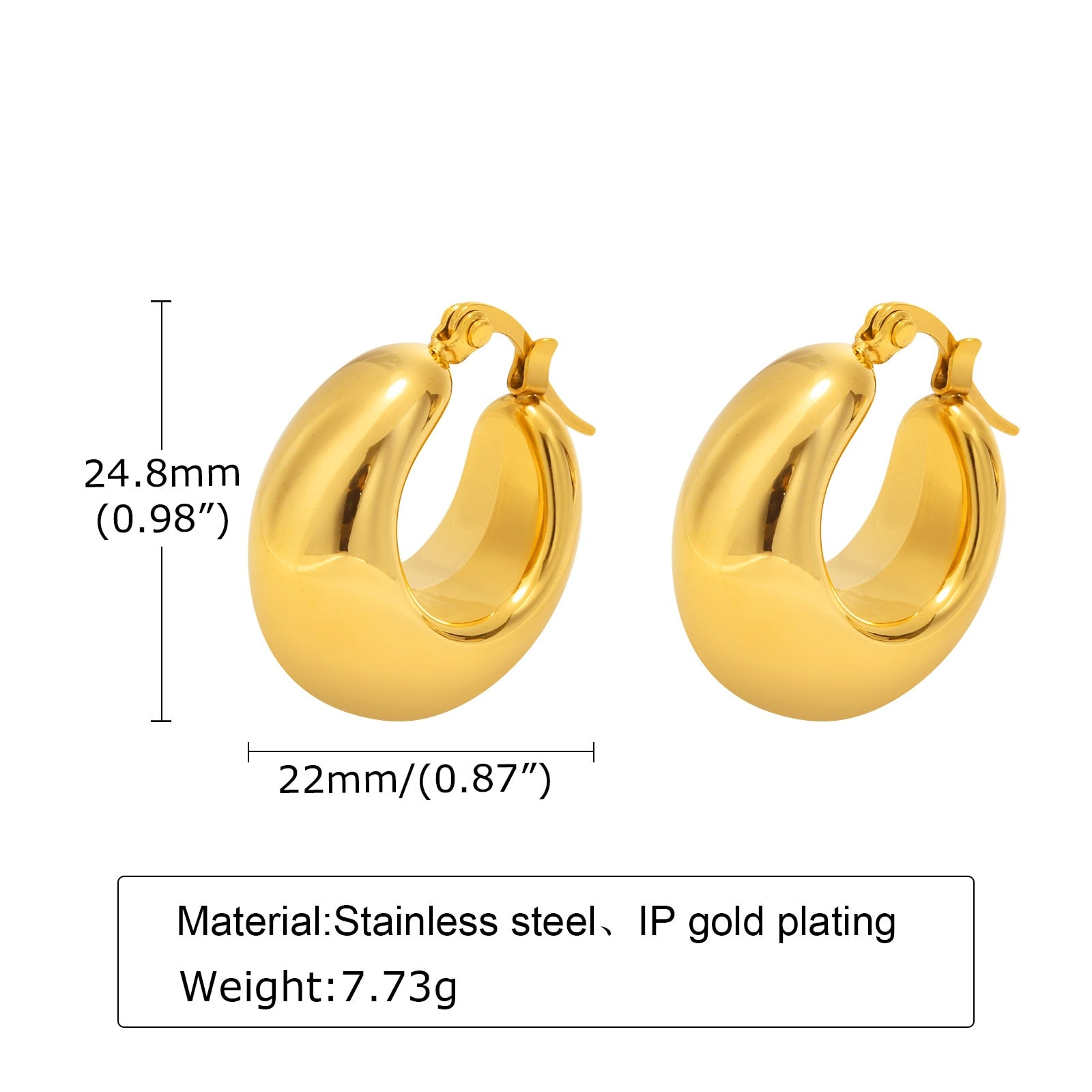 Aretes para mujeres Chunky Round Hoop Earrings for Women specs