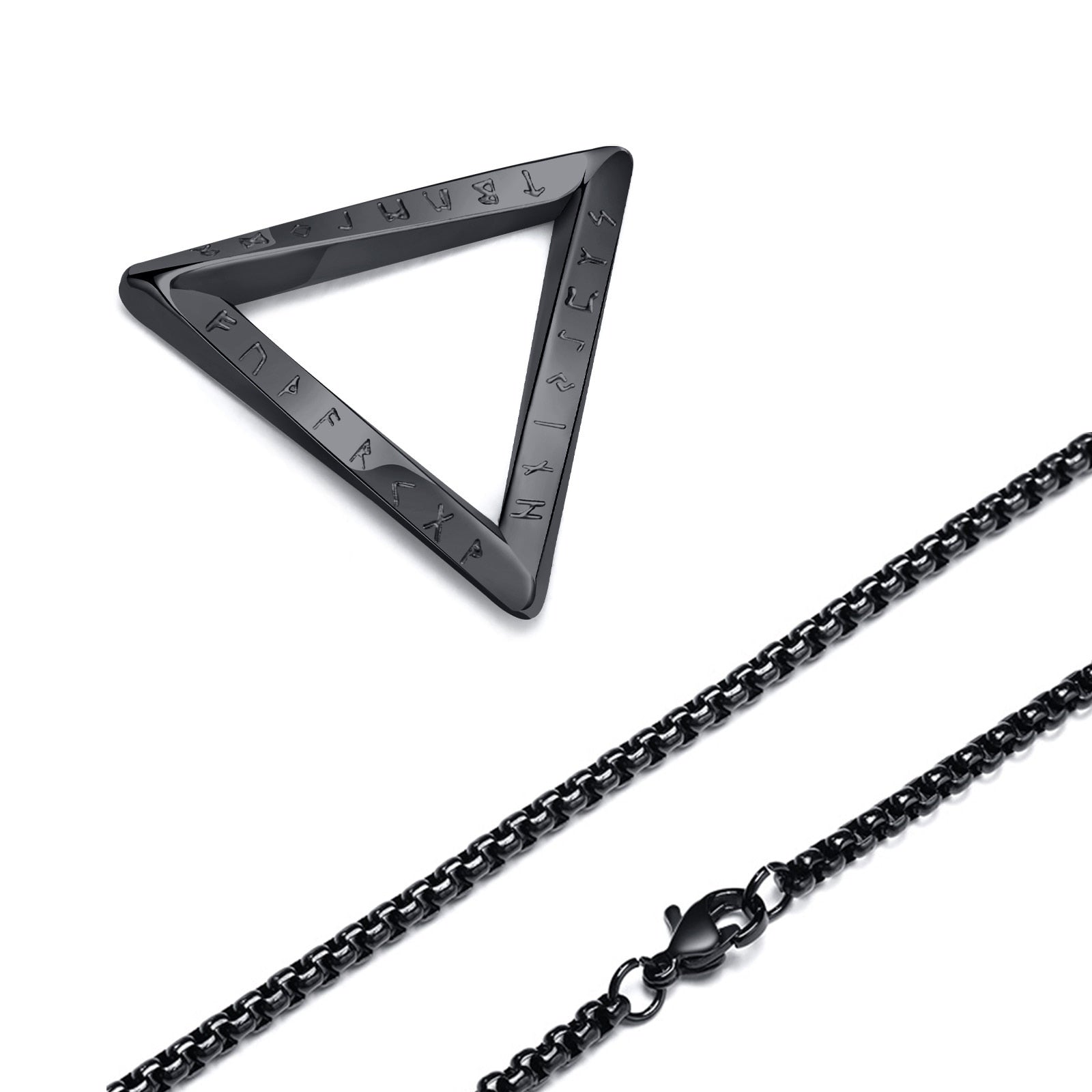 Norse Viking Pendant Necklaces Pendiente y Collar para Hombre triangle black pendant