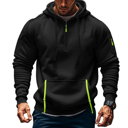 Sudadera para Hombres Men's Sweatshirts Autumn Winter New Thin Fleece Lining  Hooded Sweatshirt Zip Multi-pocket Pullover Men's Sports Jacket Men