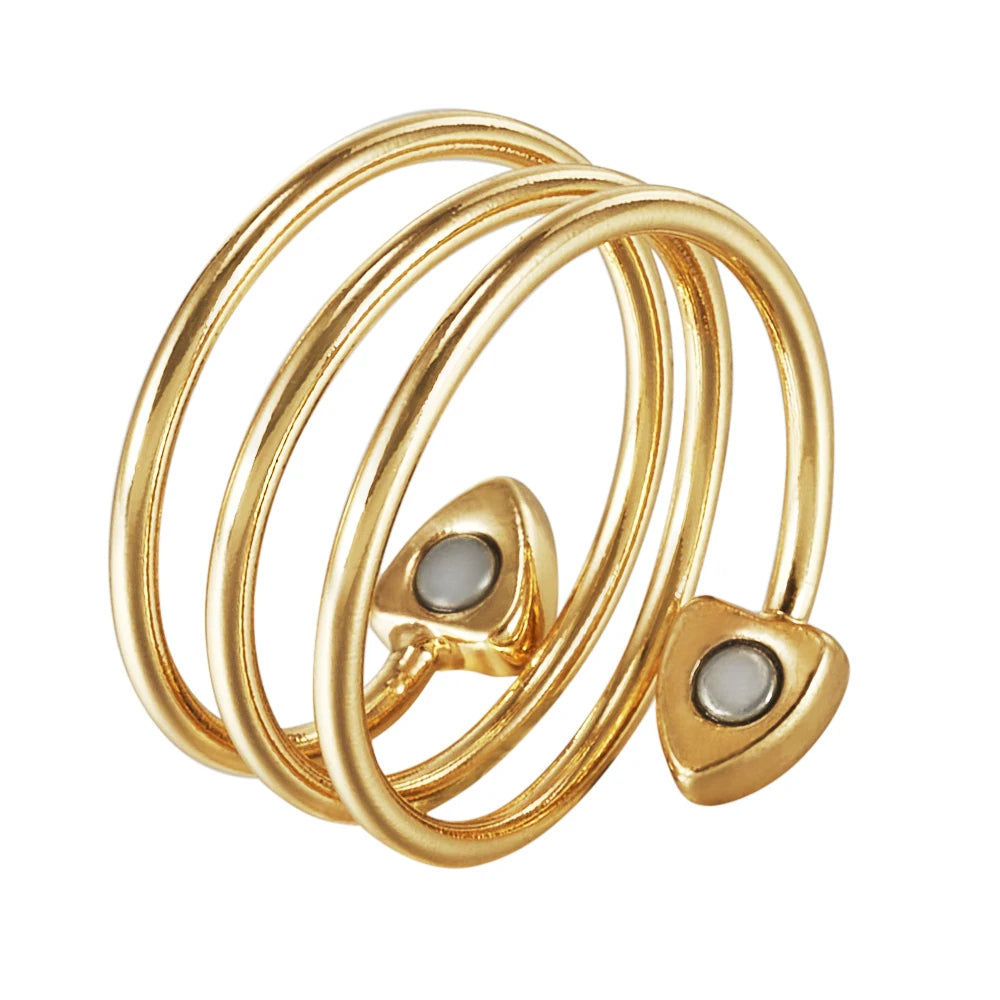 Anillo para Hombres o Mujeres Ring for Men or Women Pure Copper Magnetic Rings 3 Rows Finger Cuff Adjustable Jewelry Metal Resizable
