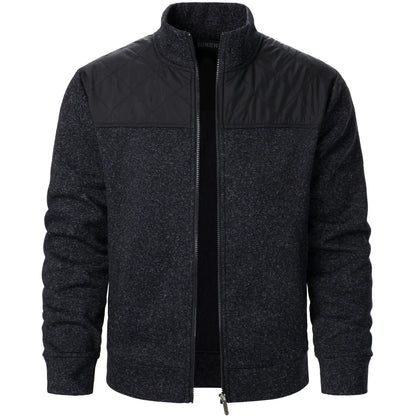 Chamarra para Hombres Men's Jacket Patchwork Stand Collar Slim Fit Cardigan Sweatshirt Sportswear Casual Autumn Coat Zip Up