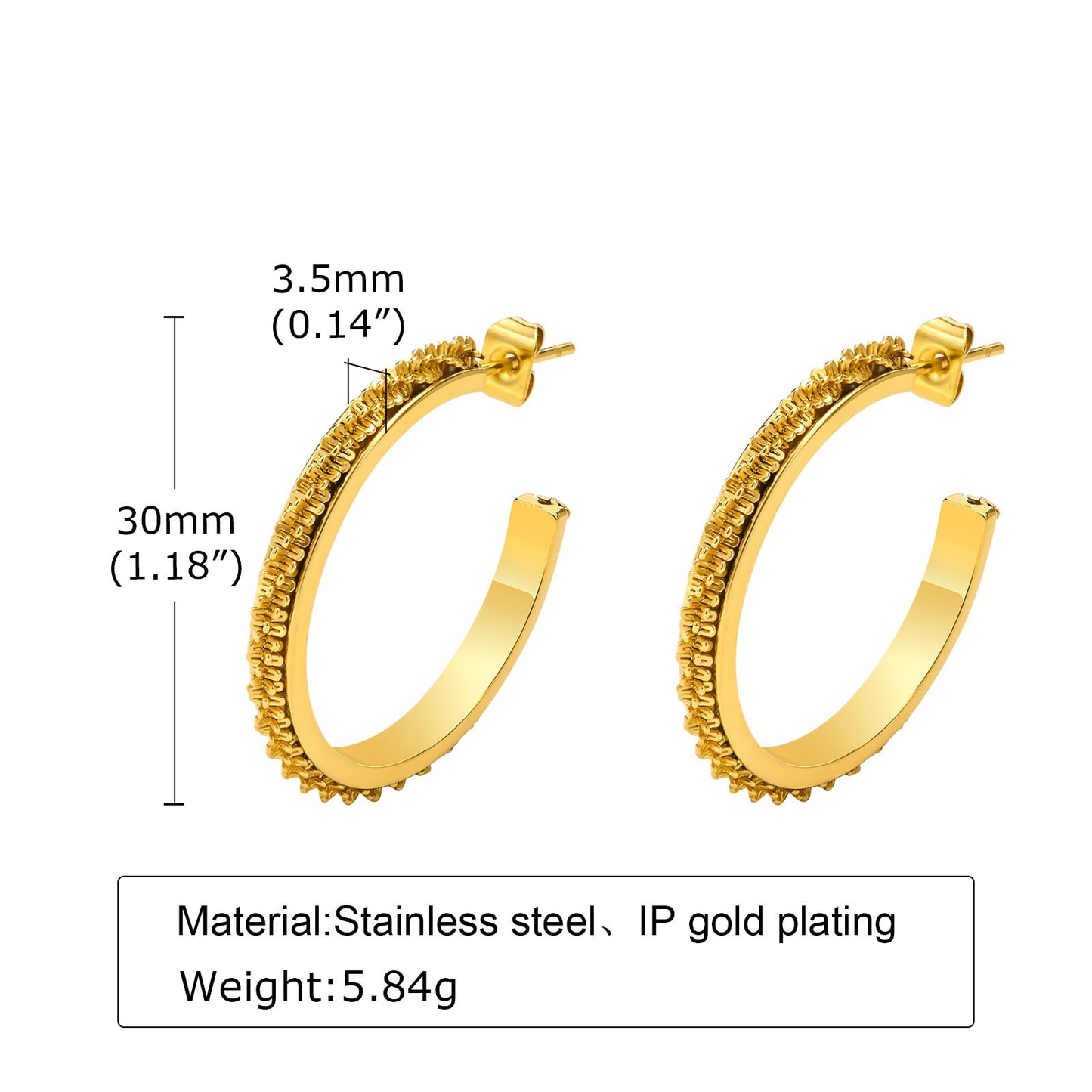 Aretes para mujeres Gold Color Hoop Earrings for Women, C Shaped Earrings, Stylish Anti Allergy Stainless Steel Huggie