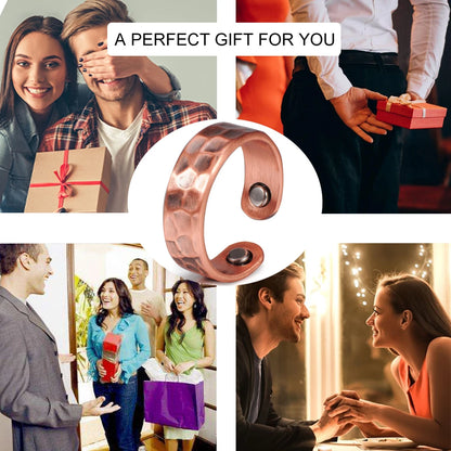 Anillo para Hombres o Mujeres Ring for Men or Women Pure Copper Magnetic Rings Adjustable 6mm Cuff Resizable Finger Rings