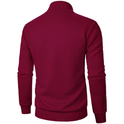 Sueter para hombres Spring Autumn Zipper Stand Collar Coat Men's Casual Jacquard Cardigan Sweatshirts Jackets for Men