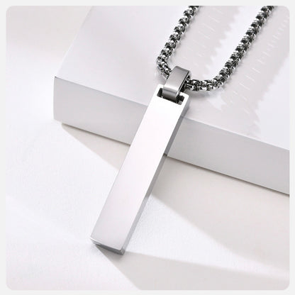 Pendiente y Collar para Hombre Stylish Roman Numerals Bar Necklaces for Men, Rock Punk Stainless Steel Vertical Tag Pendant Jewelry, Free Box Chain 24"