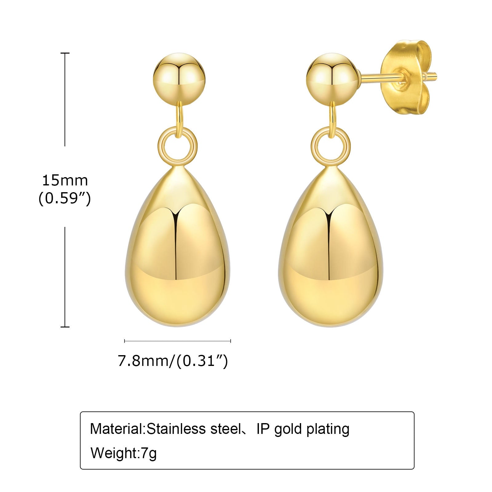 Aretes para mujeres Water Drop Earrings for Women specs