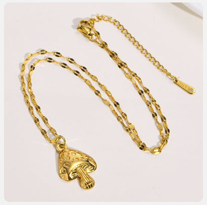 Dainty Mushroom Charms Necklace for Women Aretes para mujeres 