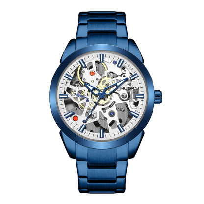 Reloj para Hombre Quartz Watch for Men Blue Ocean Fashion Casual Design Stainless Steel Skeleton Quartz Watch Men Mens Watches Quartz Clock Gift
