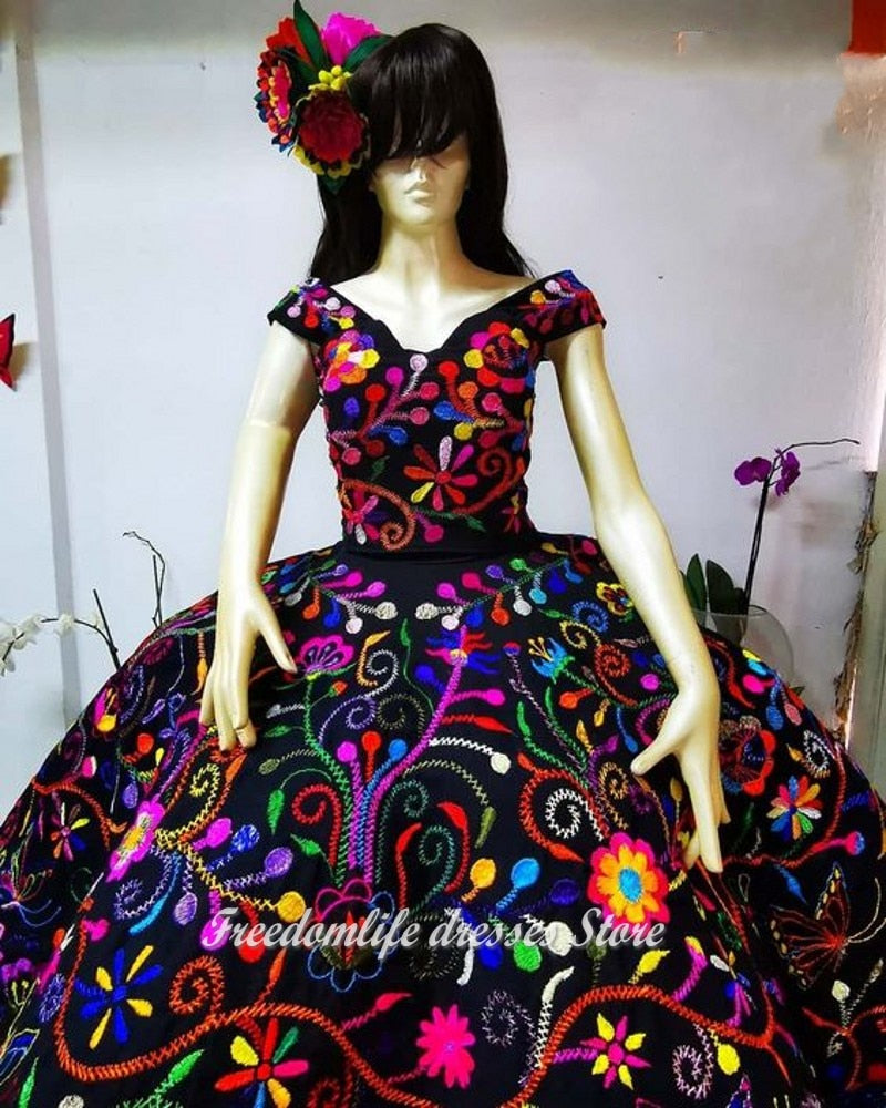 Quinceanera Dress Charro Embroidery vestidos de 15 años Sweet 16 Birthday Gowns Mexican XV