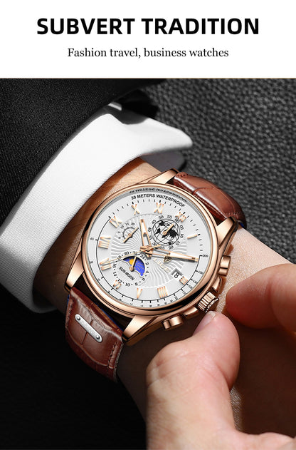 Reloj para Hombre Men's Watches Men Wrist Watch Leather Quartz Watch Sports Waterproof Male Clock Relogio Masculino+Box