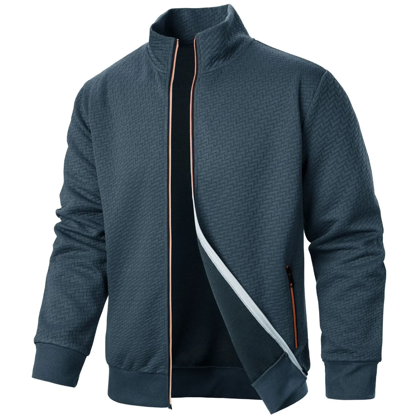 Sueter para hombres Spring Autumn Zipper Stand Collar Coat Men's Casual Jacquard Cardigan Sweatshirts Jackets for Men