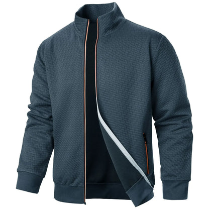 Sueter para hombres Spring Autumn Zipper Stand Collar Coat Men's Casual Jacquard Cardigan Sweatshirts Jackets for Men