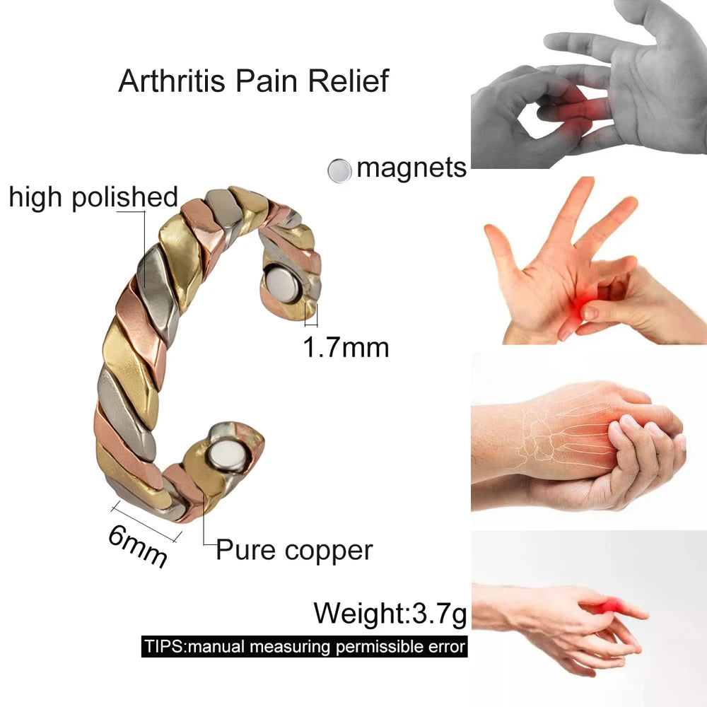 Anillo para Mujeres Ring for Women Twisted Adjustable Ring Women Energy Magnetic Therapy 5mm Finger Open Cuff