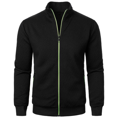 Sueter para hombres Spring Autumn Zipper Stand Collar Coat Men's Casual Jacquard Cardigan Sweatshirts Jackets for Men