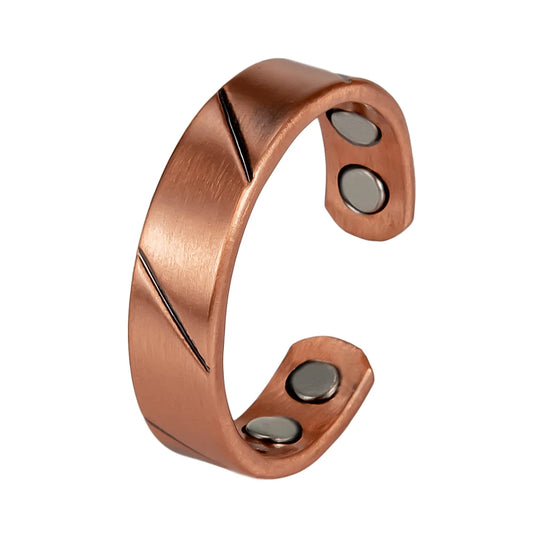 Anillo para Hombres o Mujeres Ring for Men or Women Pure Copper Magnetic Adjustable Rings Magnet Line Open Cuff 6mmResizable Ring