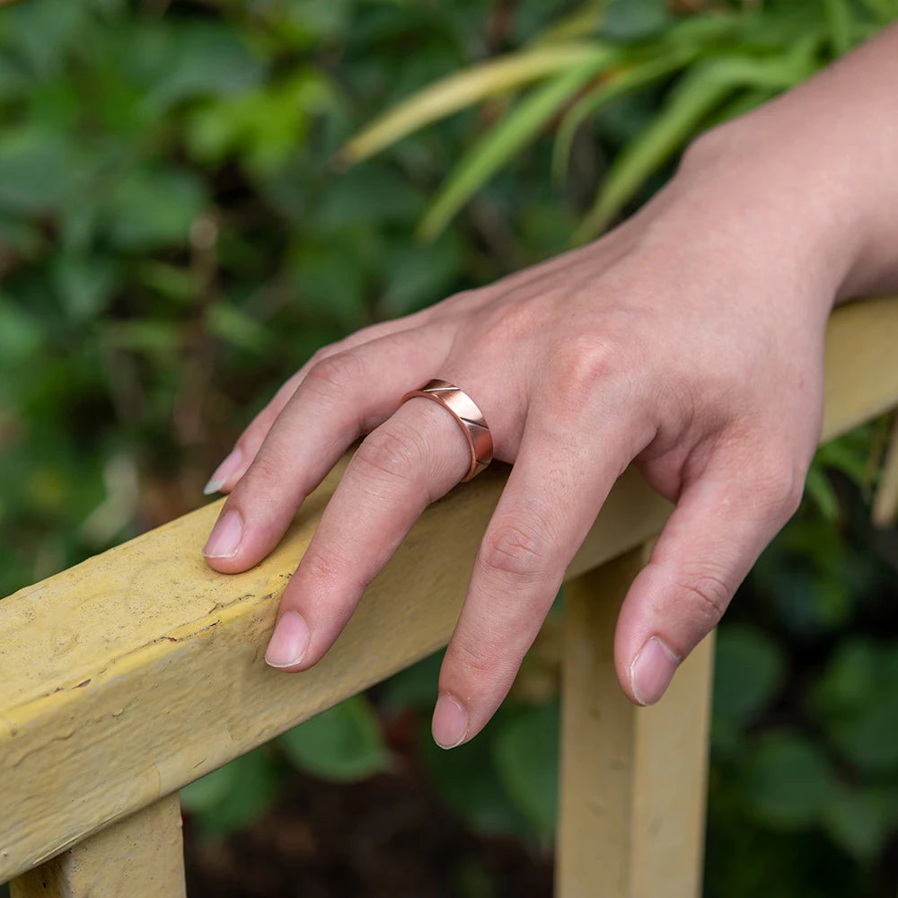 Anillo para Hombres o Mujeres Ring for Men or Women Pure Copper Magnetic Adjustable Rings Magnet Line Open Cuff 6mmResizable Ring