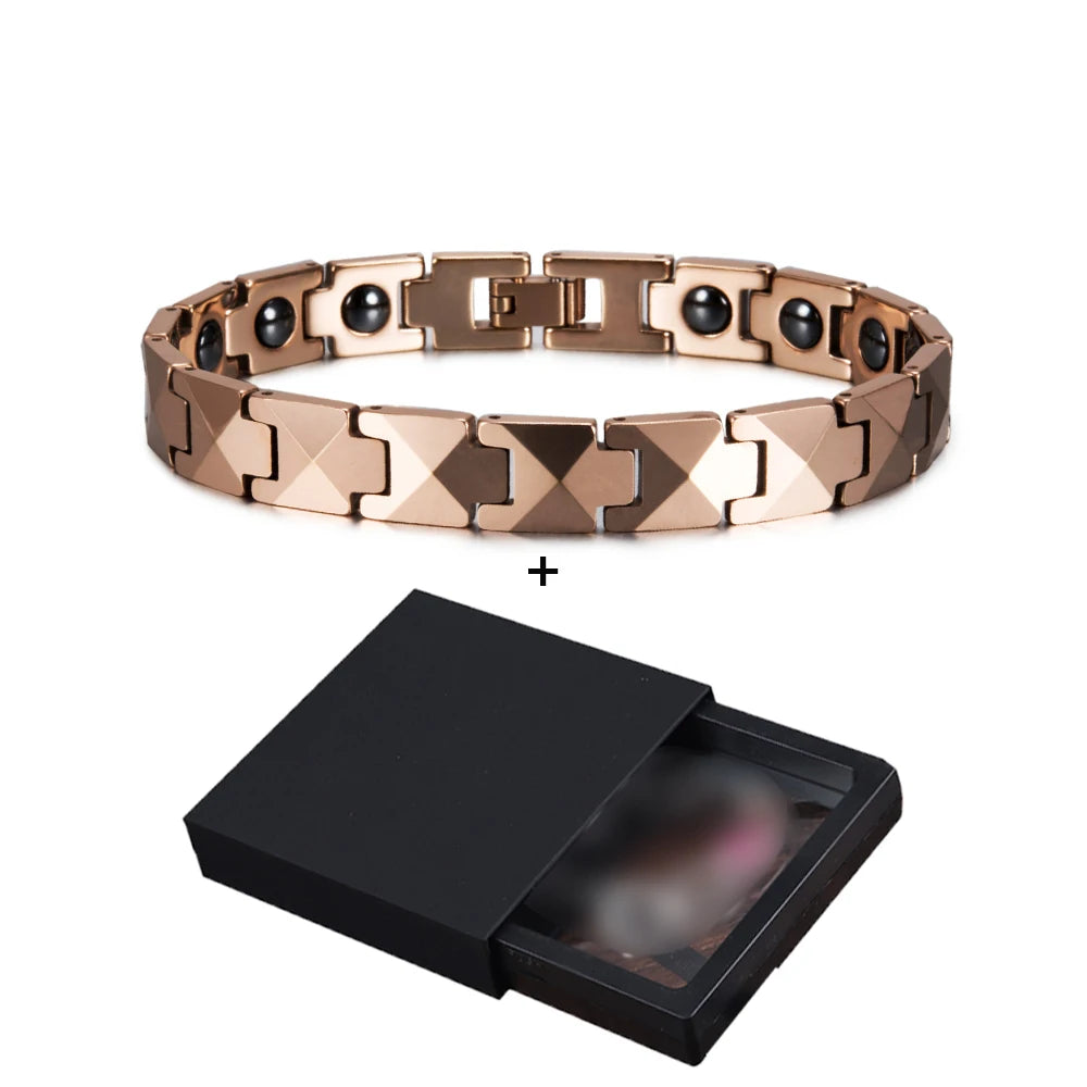 Men's Bracelet Pulsera para hombres Arrow Scratch-proof Tungsten Bracelet Men Magnetic Hematite Couple Tungsten Carbide Bracelets Benefits Rose Chain Link Bracelet