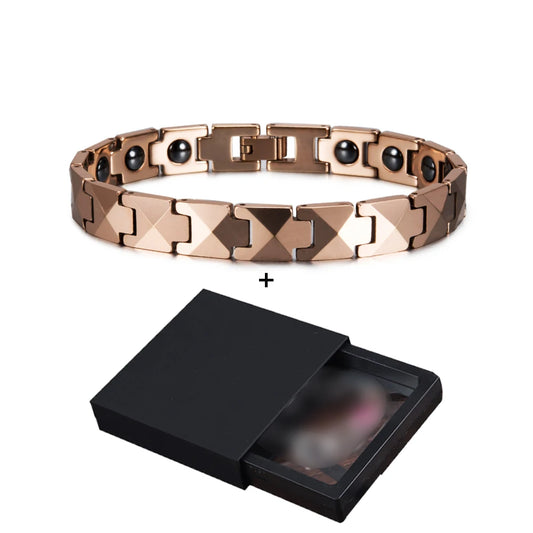 Men's Bracelet Pulsera para hombres Arrow Scratch-proof Tungsten Bracelet Men Magnetic Hematite Couple Tungsten Carbide Bracelets Benefits Rose Chain Link Bracelet